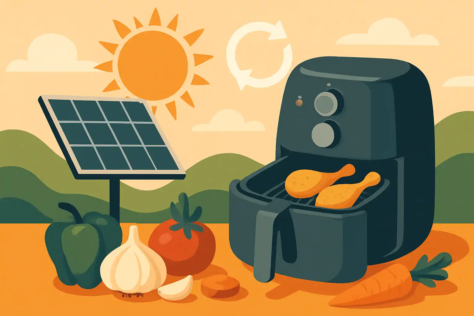Koken met de airfryer op zonne-energie: zo maak je je kooksessie volledig off-grid
