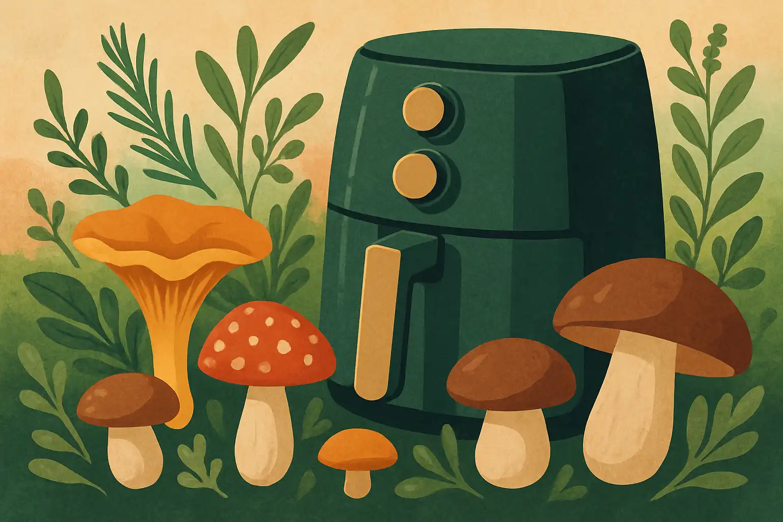 Wild koken met de airfryer: paddenstoelen, kruiden en andere foraged vondsten