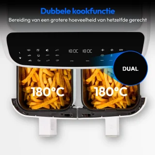 MEDION P20 XXL Heteluchtfriteuse met dubbele kamer (8,7 L, Airfryer, 2.600 W, 10 automatische programma’s, 2 lades, kijkvenster, Dual Cook & Sync Finish) mat