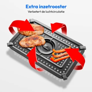 MEDION P20 XXL Heteluchtfriteuse met dubbele kamer (8,7 L, Airfryer, 2.600 W, 10 automatische programma’s, 2 lades, kijkvenster, Dual Cook & Sync Finish) mat