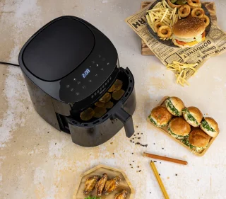Airfryer XXL – 6,5 Liter – 1800 W – Touchscreen – 40–200°C – Automatische Programma’s – Uitneembare Mand – Zwart