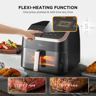 Midea - Airfryer - Heteluchtfriteuse - Airfryer oven - Gezond frituren - Airfryer xxl - Frituren - Frituurpan - Vetarme Friteuse - Olievrije Friteuse - Multifunctionele heteluchtoven - Mini-oven - Patatoven - Snackoven - Luchtoven - Turbo-oven