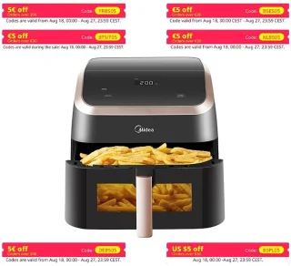 Midea - Airfryer - Heteluchtfriteuse - Airfryer oven - Gezond frituren - Airfryer xxl - Frituren - Frituurpan - Vetarme Friteuse - Olievrije Friteuse - Multifunctionele heteluchtoven - Mini-oven - Patatoven - Snackoven - Luchtoven - Turbo-oven
