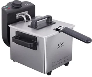 Compacte roestvrijstalen friteuse 1,5 liter met temperatuurregelaar