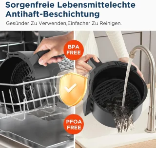 4L XL Heteluchtfriteuse met LED-Touchscreen en 8 Kookfuncties