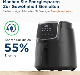 4L XL Heteluchtfriteuse met LED-Touchscreen en 8 Kookfuncties