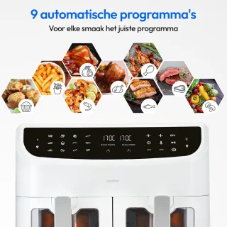XXL Heteluchtfriteuse met Dubbele Kamer en 9 Automatische Programma's