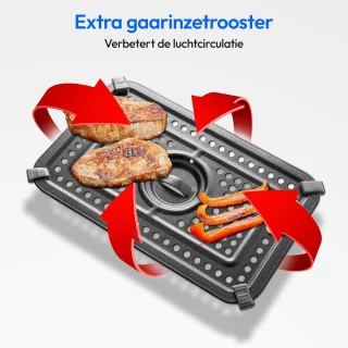 XXL Heteluchtfriteuse met Dubbele Kamer en 9 Automatische Programma's