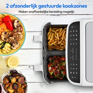 XXL Heteluchtfriteuse met Dubbele Kamer en 9 Automatische Programma's
