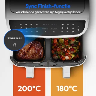 XXL Heteluchtfriteuse met Dubbele Kamer en 9 Automatische Programma's
