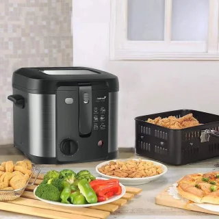 Elektrische Friteuse 1600W met Koolstoffilter en Uitneembare Mand - 3L Capaciteit