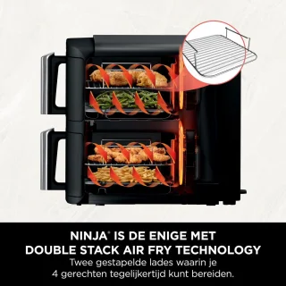 Verticale Friteuse met Dubbele Lades en 6 Kookfuncties, 7,6 Liter Inhoud, Energiesparend Design