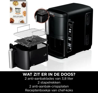 Verticale Friteuse met Dubbele Lades en 6 Kookfuncties, 7,6 Liter Inhoud, Energiesparend Design