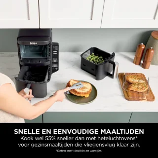 Verticale Friteuse met Dubbele Lades en 6 Kookfuncties, 7,6 Liter Inhoud, Energiesparend Design