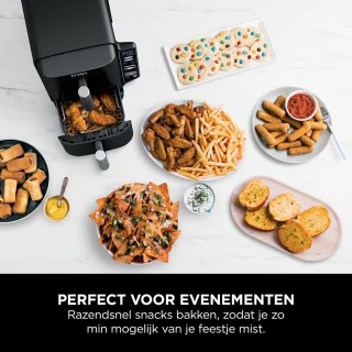 Verticale Friteuse met Dubbele Lades en 6 Kookfuncties, 7,6 Liter Inhoud, Energiesparend Design