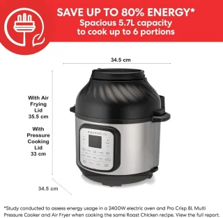 5,7 l Elektrische Multikoker met Airfryer - 11-in-1 Snelkookpan, Slowcooker, Stoompan en Grill