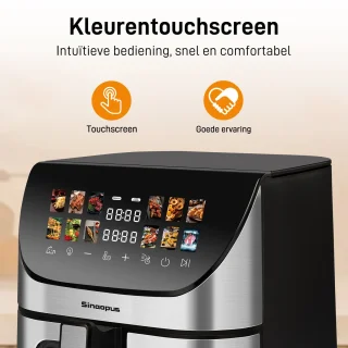 Digitale Airfryer XXL 9L Sinaopus 8005A -1800W Heteluchtfriteuse - Kleurendisplay - 12 Voorgeprogrammeerde Functies - Slimme Tijd & Temperatuurregeling - Capaciteit voor 5 Personen