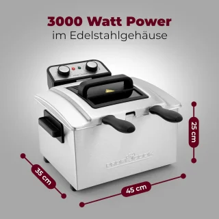 Dubbele Friteuse met Koudezonetechnologie en 5 Liter Capaciteit - 2 Kleine & 1 Grote Mand