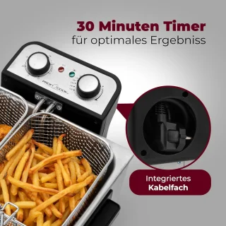Dubbele Friteuse met Koudezonetechnologie en 5 Liter Capaciteit - 2 Kleine & 1 Grote Mand