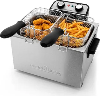 Dubbele Friteuse met Koudezonetechnologie en 5 Liter Capaciteit - 2 Kleine & 1 Grote Mand