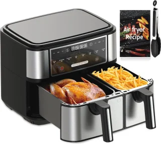 Luchtfriteuse 4L en 6L - Compacte 8-in-1 Oven met Dubbele Zone en Receptenboek