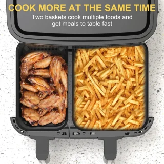 Luchtfriteuse 4L en 6L - Compacte 8-in-1 Oven met Dubbele Zone en Receptenboek