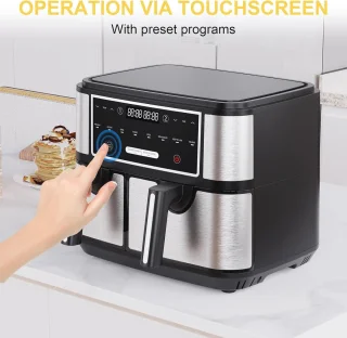 Luchtfriteuse 4L en 6L - Compacte 8-in-1 Oven met Dubbele Zone en Receptenboek