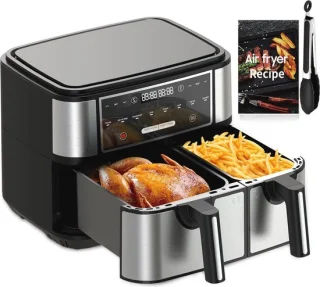 Luchtfriteuse 4L en 6L - Compacte 8-in-1 Oven met Dubbele Zone en Receptenboek