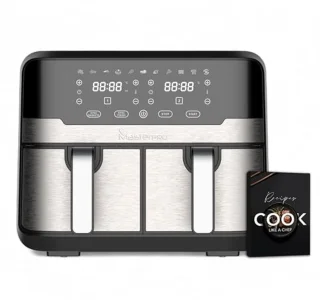 900W Hot Air Fryer 9L met LED Touch Screen en 11 functies | Dubbele friteuse
