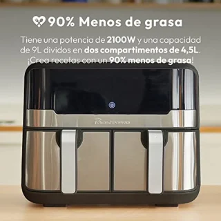 900W Hot Air Fryer 9L met LED Touch Screen en 11 functies | Dubbele friteuse