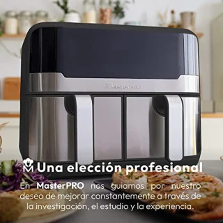 900W Hot Air Fryer 9L met LED Touch Screen en 11 functies | Dubbele friteuse
