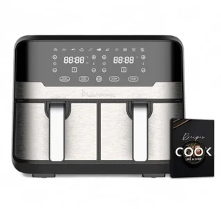 900W Hot Air Fryer 9L met LED Touch Screen en 11 functies | Dubbele friteuse