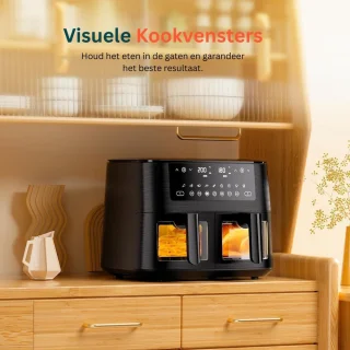 DailySupplies® Dubbele Airfryer XXXL - Duo Heteluchtfriteuse - Geschikt voor Accessoires - Zwart
