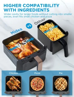 Hot Air Fryer – 11L – 10-in-1 Multifunctioneel – Dubbel Stapelbaar – Overlappende Kookzones – WiFi Smart Sync met Alexa – XL Vertical Space Saver – Gezond Frituren Zonder Olie – Snelle Bereiding – Voor Gezinnen