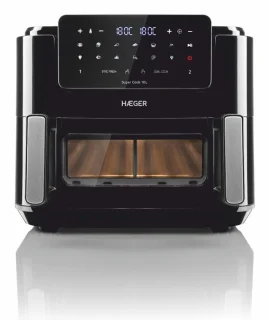 Haeger AF-D10.010A friteuse Dubbel 10 l Vrijstaand 2600 W Heteluchtfriteuse Zwart