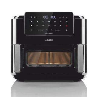 Haeger AF-D10.010A friteuse Dubbel 10 l Vrijstaand 2600 W Heteluchtfriteuse Zwart