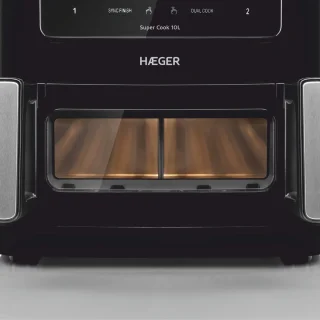 Haeger AF-D10.010A friteuse Dubbel 10 l Vrijstaand 2600 W Heteluchtfriteuse Zwart