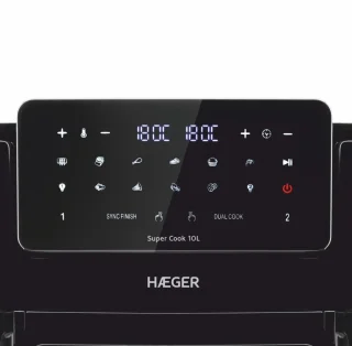 Haeger AF-D10.010A friteuse Dubbel 10 l Vrijstaand 2600 W Heteluchtfriteuse Zwart