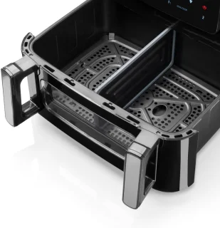 Haeger AF-D10.010A friteuse Dubbel 10 l Vrijstaand 2600 W Heteluchtfriteuse Zwart