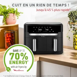 Luchtfriteuse met dubbele mand 11L - 7 automatische programma's - Voor 8 personen