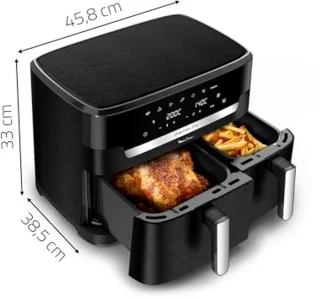 Luchtfriteuse met dubbele mand 11L - 7 automatische programma's - Voor 8 personen
