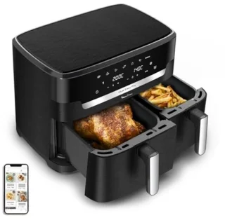 Luchtfriteuse met dubbele mand 11L - 7 automatische programma's - Voor 8 personen