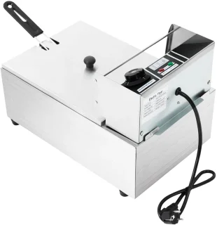 Friteuse - 6L – Frituurpannen - 2500W – Elektrische - RVS – Temperatuurregeling – Voor Thuis - en Horeca – Incl. Frituurmand - Lichtgrijs