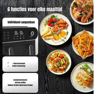 Thuys – Dubbele Airfryer – Heteluchtfriteuse – Duo Airfryer – 9 L – 36 x 40 x 32cm – Zwart
