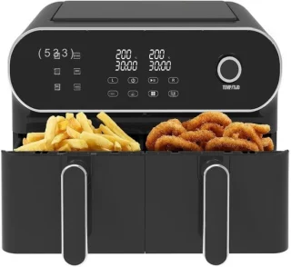 Thuys – Dubbele Airfryer – Heteluchtfriteuse – Duo Airfryer – 9 L – 36 x 40 x 32cm – Zwart