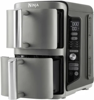 Dubbele Lade XL Airfryer met 9,5L Capaciteit en 4 Kookniveaus voor 8 Porties