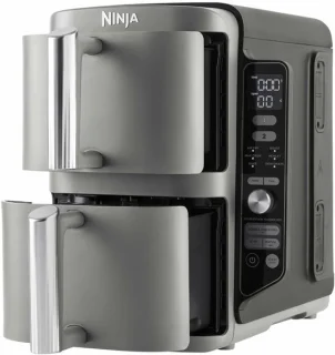 Dubbele Lade XL Airfryer met 9,5L Capaciteit en 4 Kookniveaus voor 8 Porties