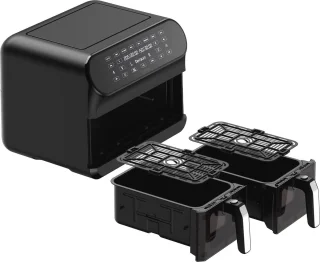 Luchtfriteuse 8 Liter met Dubbele Mand en LED Touchscreen - 2400W, 8 Programma's, Energiebesparend