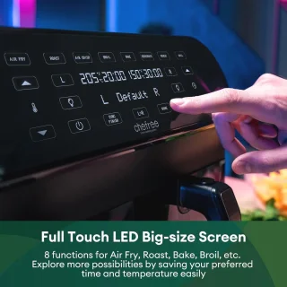 Luchtfriteuse 8 Liter met Dubbele Mand en LED Touchscreen - 2400W, 8 Programma's, Energiebesparend