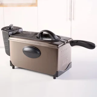 Elektrische Friteuse 2100W met 3L Inhoud, Temperatuurselectie en Geurfilter - Roestvrij Staal, Eenvoudig te Reinigen en Vaatwasmachinebestendig